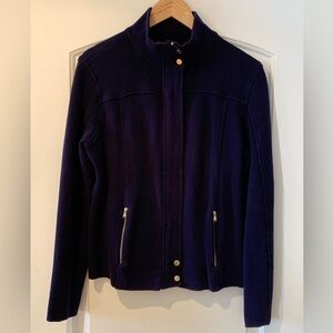 Lauren Active L-RL Cardigan Sweater Full Zip Navy Blue Size Large Small Repair